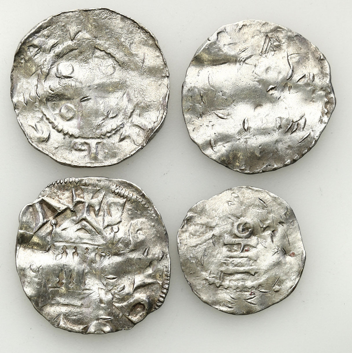 Niemcy, Dolna Lotaryngia - Kolonia, X/XI wiek. Denar typu kolońskiego i ich naśladownictwa, zestaw 4 monet